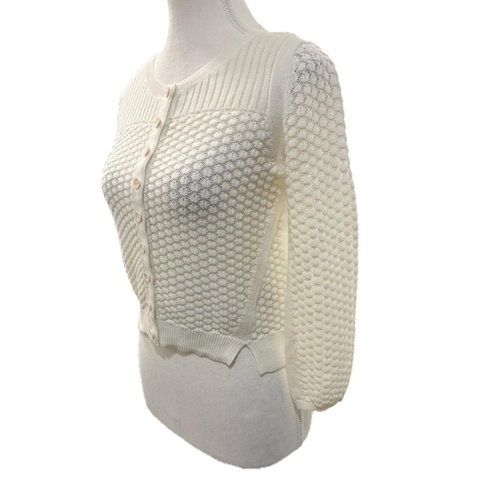 Anthropologie Sparrow Cropped Textured Knit Cardigan in White Size S - Picture 5 of 7